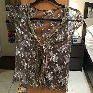 Brown and Green Mesh Shrug